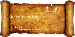 Korein Anikó névjegykártya